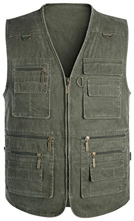 GAOHONGMEI Multi Tasche Da Uomo Gilet Lightweight Outdoor Lavoro Da Viaggio Fotografia Da Pesca Casual Gilet Giacche Senza Maniche ArmyGreen-4XL