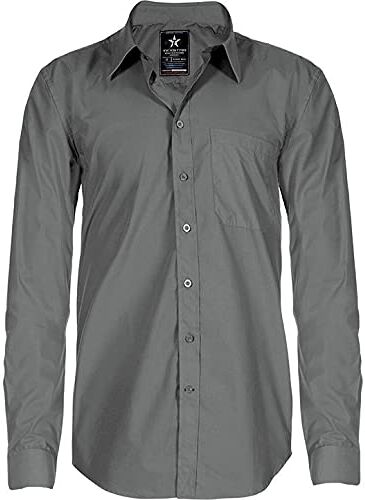 Texstar SH19 Camicia da uomo, colore grigio, XS