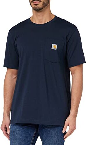 Carhartt T-Shirt Pesante K87 Con Taschino, Vestibilità Comoda, Manica Corta, Uomo, Blu (Navy), XS