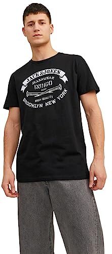 Jack & Jones JJEJEANS TEE SS O-NECK NOOS 23/24, T-Shirt Uomo, Nero (Black), S