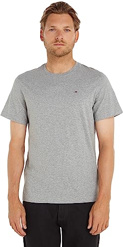 Tommy Jeans T-shirt Uomo Maniche Corte TJM Original Slim Fit, Grigio (Light Grey Heather), XL