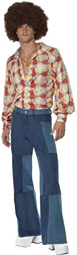 SMIFFYS 70s Deluxe Flared Trousers, Mens (L)