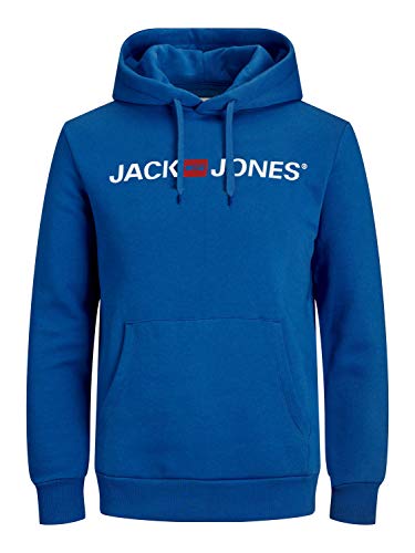 Jack & Jones Felpa da Uomo con Cappuccio e Logo, Blu (Classic Blue/Reg Fit), XXXL