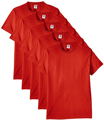 Fruit of the Loom 61-212 Heavy Cotton Tee Maglietta da Uomo, pacco da 5 pezzi, Rosso (Rot), 2XL