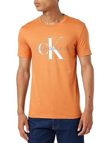 Calvin Klein Seasonal MONOLOGO Tee  Magliette a Maniche Corte, Arancione (Burnt Clay/Bright White), XXS Uomo