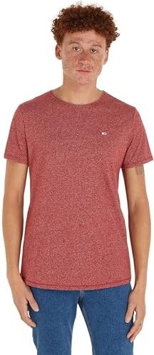 Tommy Jeans TJM XSLIM JASPE C NECK EXT, S/S Knit Tops Uomo, Rosso (Magma Red), L