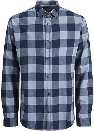 Jack & Jones PLUS Jjegingham Twill Shirt L/S PS Noos Camicia, Pietra focaia, 4XL Uomo