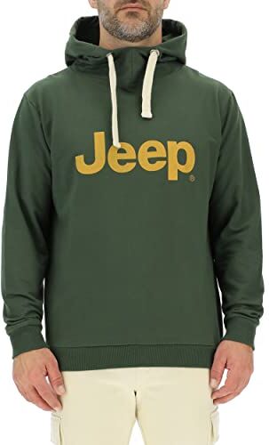 Jeep Felpa con Cappuccio J Stampa Grande J23S Uomo Rifle Green/Nacho Ye L