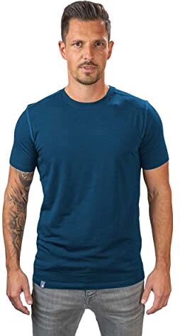 ALPIN LOACKER Merino T-Shirt Uomo La Maglietta a Manica Corta in Lana Merino, Maglia Termico Uomo,Blu XL