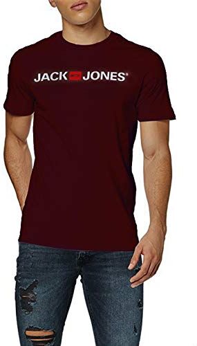 Jack & Jones Classica T-Shirt da Uomo, Rosso (Port Roeale), XXXL