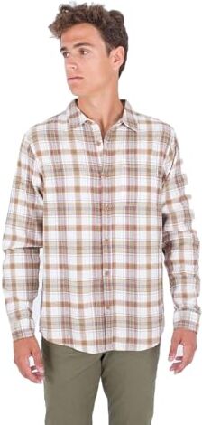 Hurley Flanella Biologica Portland SS Camicia, Crema d'Acero, M Uomo