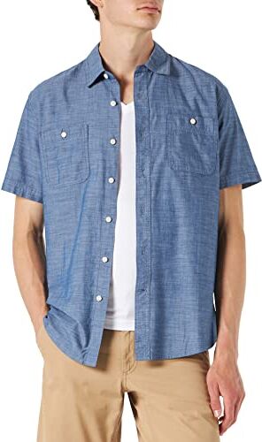 Amazon Essentials Camicia in Chambray a Maniche Corte Uomo, Slavato, XXL