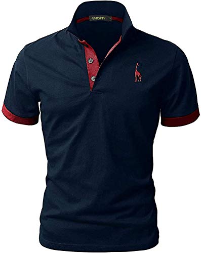 GNRSPTY Polo da Uomo Manica Corta Ricami Fulvi Casual Chic Poloshirt Camicia T-Shirt Estate,Marine 2,3XL