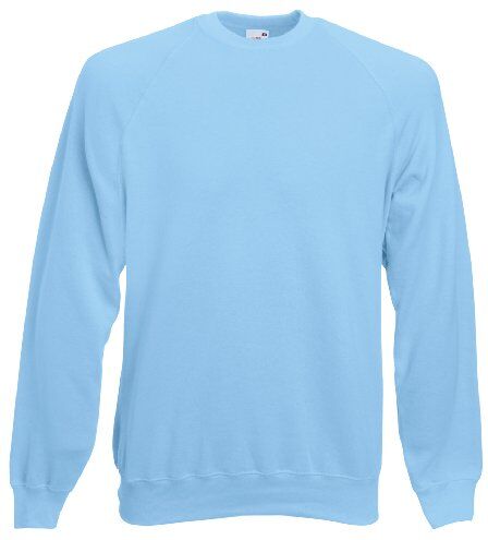 Fruit of the Loom Raglan Sweatshirt Felpa, Blu (Sky Blue), L Uomo