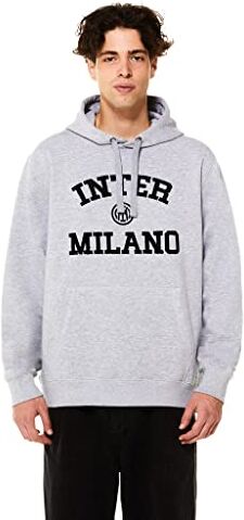 Inter , Felpa con Cappuccio Unisex-Adulto, Grigio Melange, XL