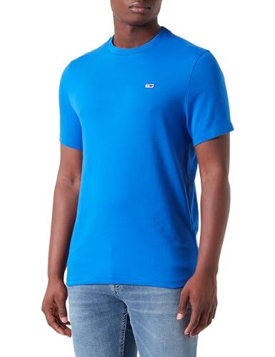 Tommy Jeans T-shirt Maniche Corte Uomo TJM Classic Scollo Rotondo, Blu (Persian Blue), S