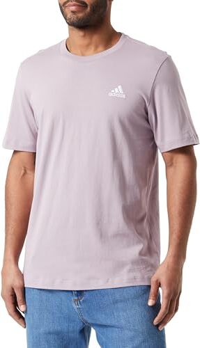 Adidas Essentials Single Jersey Embroidered Small Logo Tee T-shirt, Preloved Fig, M Uomo