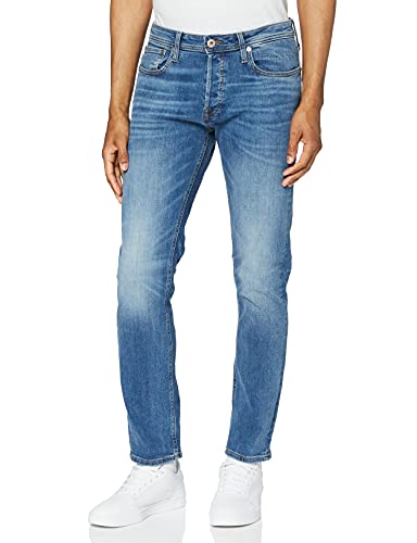Jack & Jones Uomo Jeans Tim Gamba Dritta Slim Fit Fronte Piatto Tim Original., Colore:Blu-2, Taglia Pantalone:36W / 34L