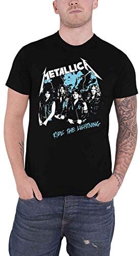 Metallica Rock Off  T Shirt Vintage Ride The Lightning Band Logo Nuovo Ufficiale Uomo Size M