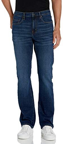 Amazon Essentials Jeans Slim t con Taglio Bootcut Uomo, Blu Scuro Vintage, 36W / 34L