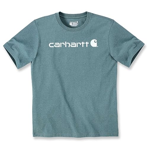 Carhartt T-Shirt Pesante, Vestibilità Comoda, Manica Corta, Grafica Del Logo, Uomo, Blu (Sea Pine Heather), L