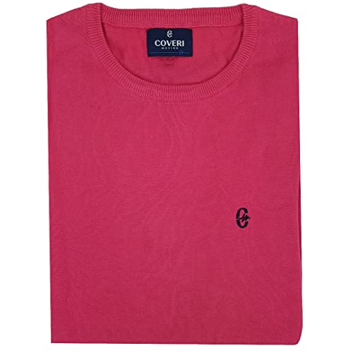 Coveri Maglione Maglioncino da Uomo Leggero Girocollo 100% Cotone M L XL XXL 3XL (XXXL Fuxia)