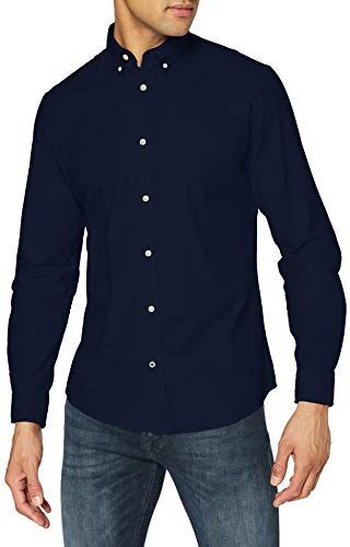 Jack & Jones JJEOXFORD Shirt L/S S21 Noos Camicia, Navy Blazer/Fit: Slim Fit, XXL/Uomo