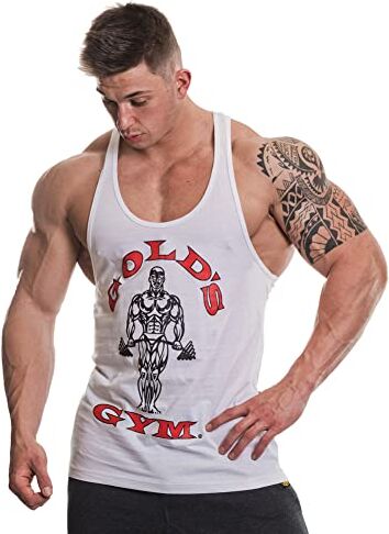 Gold's Gym Muscle Joe Premium Canotta, Bianco, Small