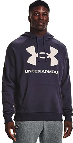 Under Armour Felpa Con Cappuccio Da Uomo Ua Rival Fleece Big Logo, Tempered Steel / Onyx White, XXL