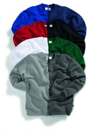 BP -S, Felpa unisex, manica lunga, girocollo, polsini e orlo in maglia 320,00 g/m², cotone rinforzato grigio chiaro, S