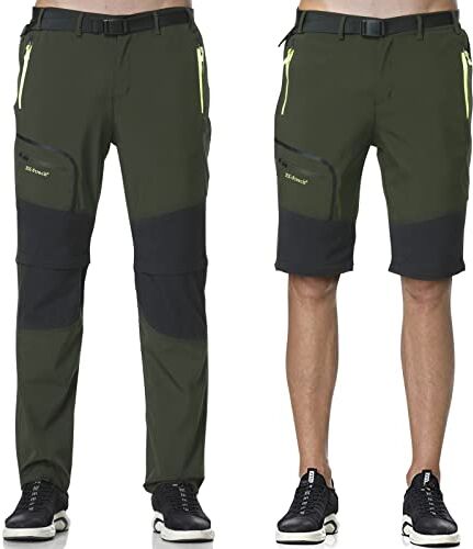 SOLOYEE Pantaloni Uomo Trekking Escursionismo Zip off Convertibili Corti Primavera Estate Outdoor Softshell Impermeabili Ad Asciugatura Rapida Pantaloncini