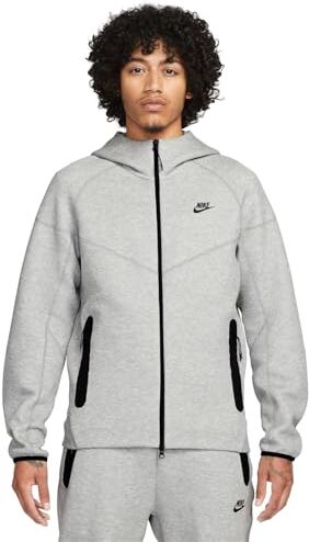 Nike M NK TCH FLC FZ WR Hoodie Maglia Lunga Uomo Dk Grey Heather/Black Taglia M