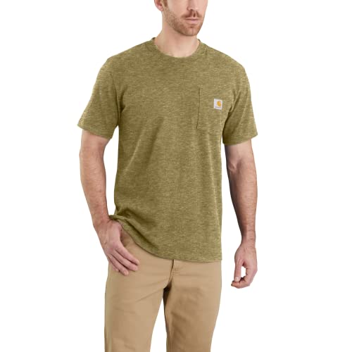 Carhartt T-Shirt Pesante K87 Con Taschino, Vestibilità Comoda, Manica Corta, Uomo, Verde (True Olive Snow Heather), XL