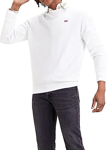 Levis Girocollo Felpa da uomo, Bianco, XL