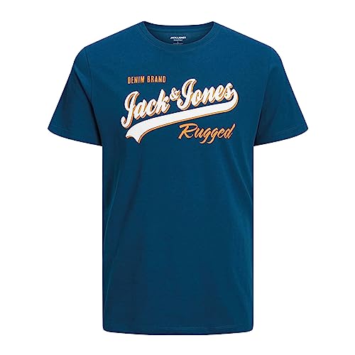 Jack & Jones Jjelogo Tee Ss O-neck 2 Col Aw23 Sn T-Shirt, Blu (Sailor Blue), M Uomo
