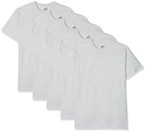 Fruit of the Loom Super Premium Manica Corta T-Shirt, Grigio mlange, XXL (Pacco da 5) Uomo