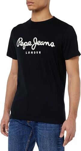 Pepe Jeans Original Stretch Maglietta Uomo Slim Fit Manica Corta, Nera, M