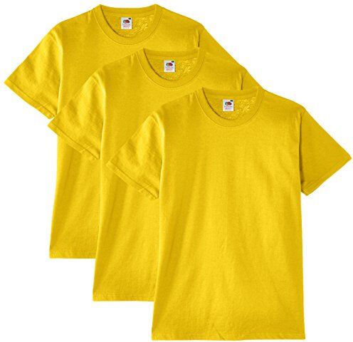 Fruit of the Loom Heavy Cotton Tee Shirt 3 pack, T-shirt da uomo, colore giallo, taglia Large