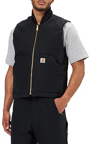 Carhartt Gilet Imbottito, Collo A Costine, Vestibilità Comoda, In Tela Firm Duck, Uomo, Nero, 3XL