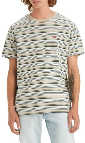 Levis Ss Original Housemark Tee, T-Shirt Uomo, Rings Stripe Feather Grey, XL