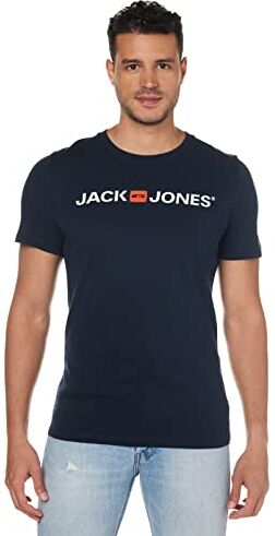 Jack & Jones JJECORP Logo Tee SS Crew Neck Noos T-Shirt, Blu (Navy Blazer Detail: Slim Fit), XX-Large Uomo