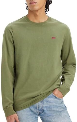 Levis Long-Sleeve Original Housemark Tee, Uomo, Bluish Olive, XL