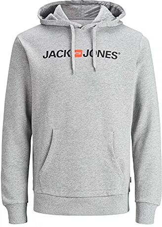 Jack & Jones Jjecorp Logo Sweat Hood Noos Regular Fit Felpa con cappuccio, Light Grey Melange, L Uomo