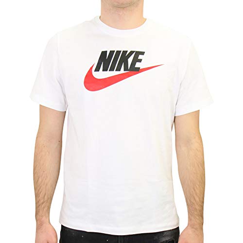 Nike M NSW Tee Icon Futura, T-Shirt Uomo, White/Black/(University Red), XS