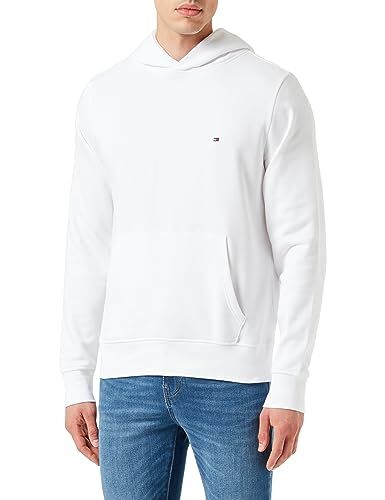 Tommy Hilfiger Flag Logo Hoody  Maglie Pesanti, Bianco (White), XS Uomo