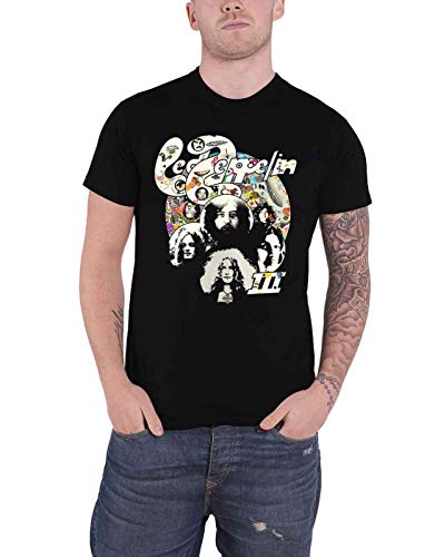 Led Zeppelin T Shirt Photo III Band Logo Nuovo Ufficiale Uomo Nero Size XL
