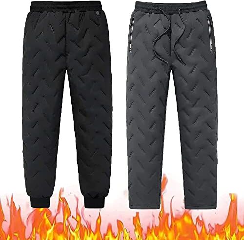 RUCRAK Pantaloni da jogging unisex in pile, pantaloni invernali spessi e caldi in pile termico Jogger (L, Black Pencil Pants)