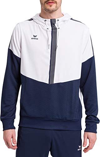 Erima Squad, Felpa con Cappuccio Men's, Bianco/New Navy/Slate Grey, XXXL