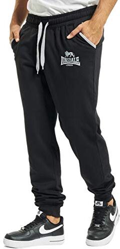 Lonsdale Two Tones, Pantaloni da Jogging da Uomo bicolori, vestibilità Regolare, M, Nero (Schwarz), M