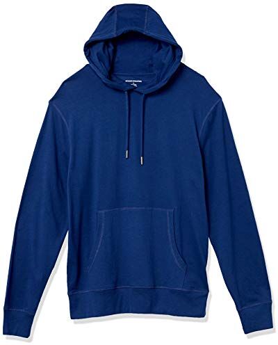 Amazon Essentials Felpa con Cappuccio Modello Pullover in Jersey Leggera Uomo, Blu, M